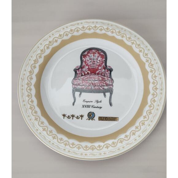 Vintage Porcelain Treasures Dessert Plates with Antique Chairs Design Set of 4 - Picture 6 of 10